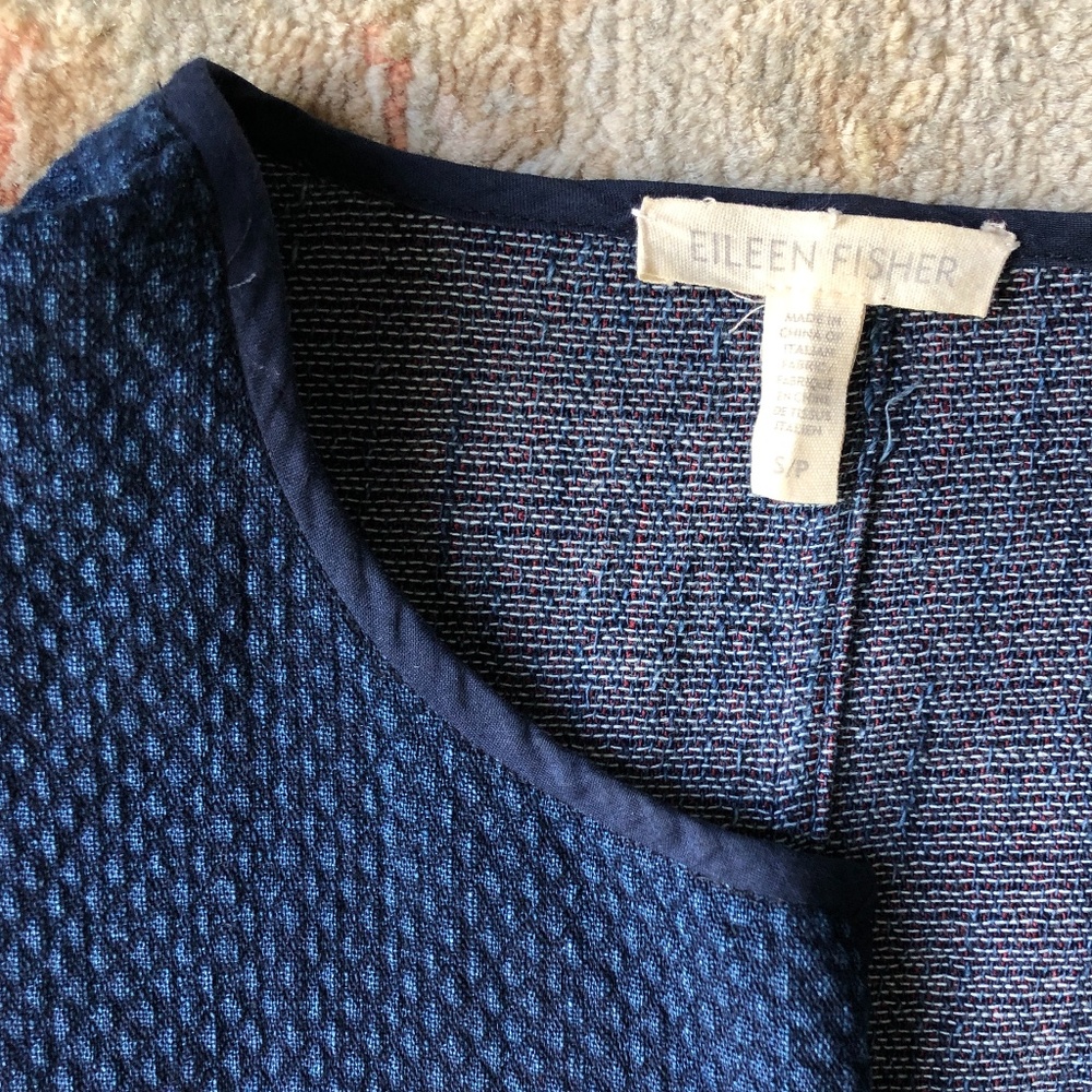 Eileen Fisher Diamond Textured Indigo Denim Jacket